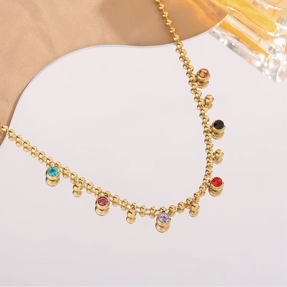 18K Gold Plated Colorful Beaded Necklace - Picture 8 of 10
